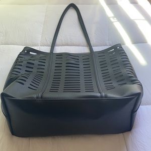 🆕WT! Anthropologie Perforated Tote Bag in Black